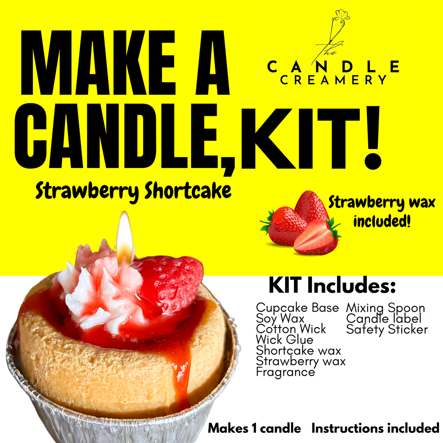 DIY Candle Making Kit- Strawberry Shortcake