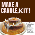Cinnamon bun candle kit with wax, wicks, and cinnamon bun fragrance in a bowl.