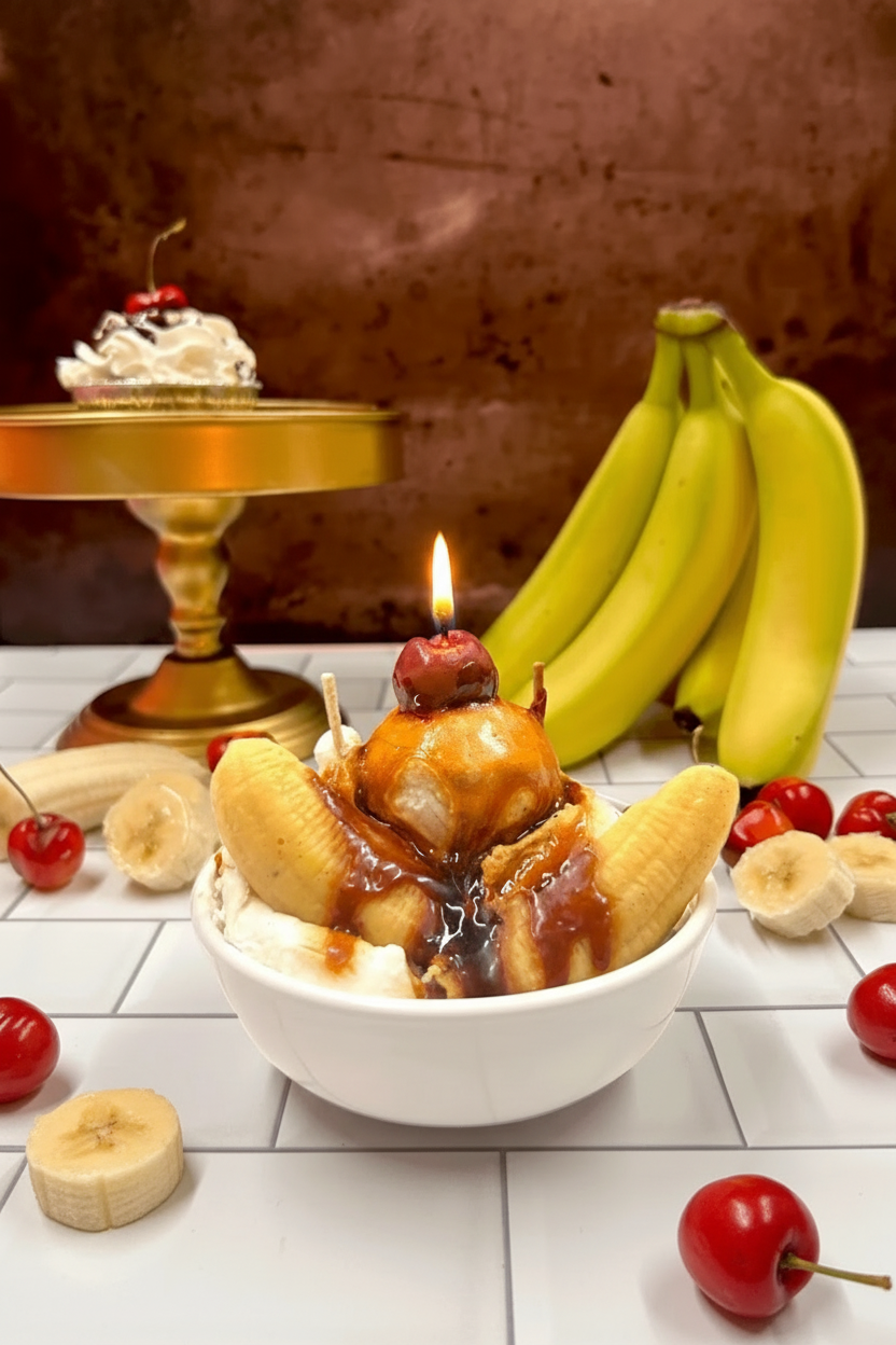 Banana Split Ice Cream Candle