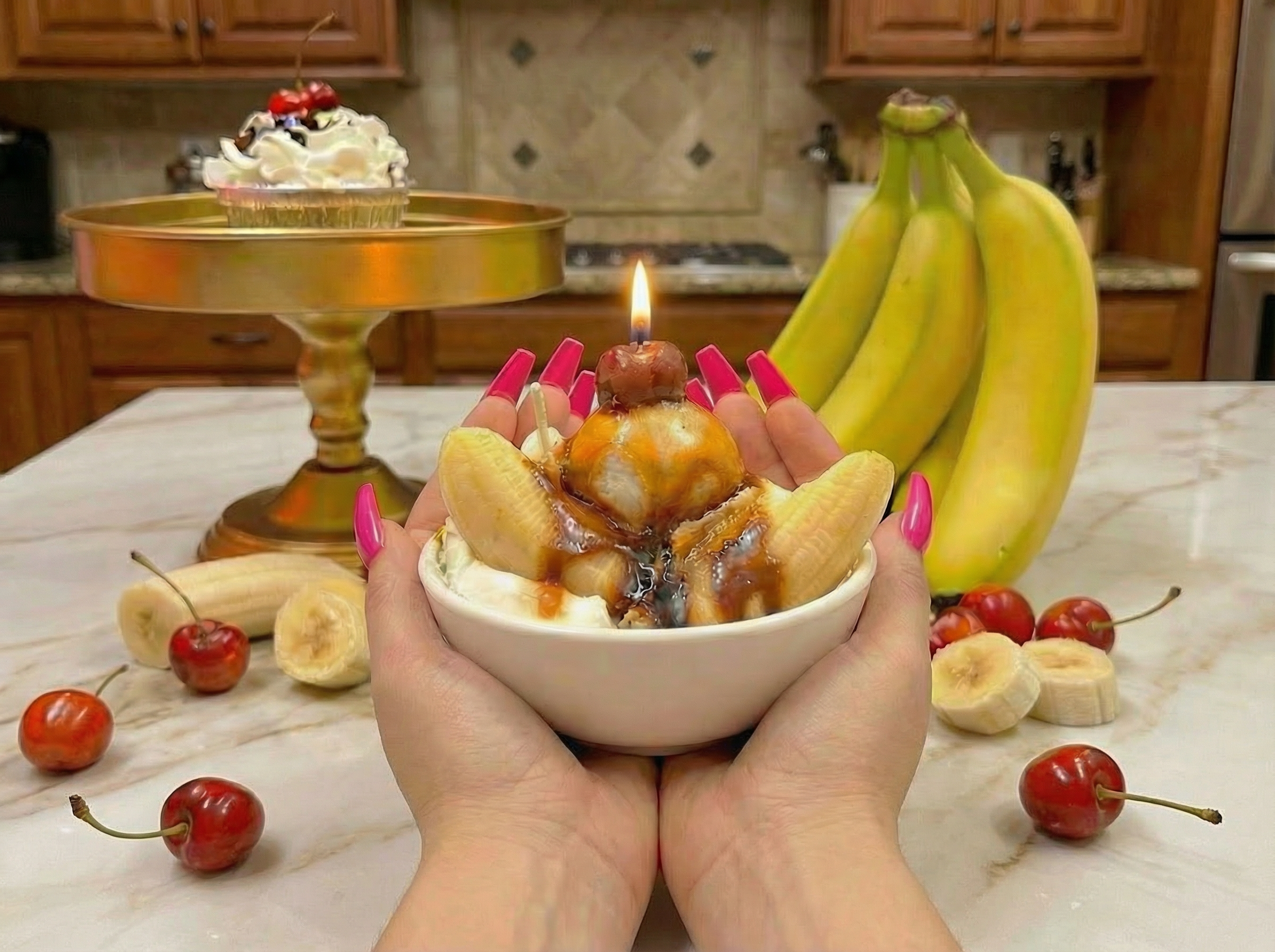 Banana Split Ice Cream Candle