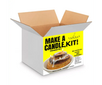 Candle making kit box with cinnamon bun candle image and DIY instructions included